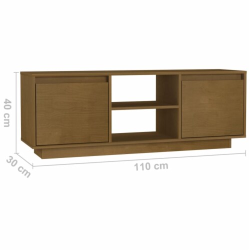 vidaXL TV Stand Honey Brown 43.3 x11.8 x15.7 Solid Pinewood Perspective: top