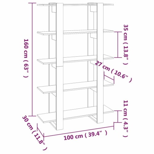 vidaXL Book Cabinet/Room Divider Concrete Gray 39.4 x11.8 x63 Perspective: top