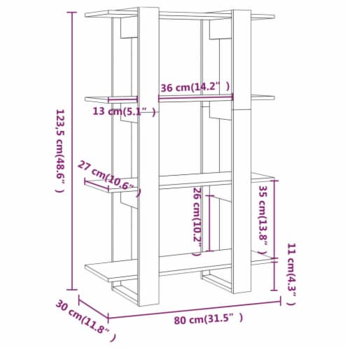 vidaXL Book Cabinet/Room Divider Smoked Oak 31.5 x11.8 x48.6 Perspective: top