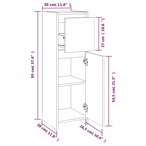 vidaXL Bathroom Cabinet Brown Oak 11.8 x11.8 x37.4 Engineered Wood Perspective: top