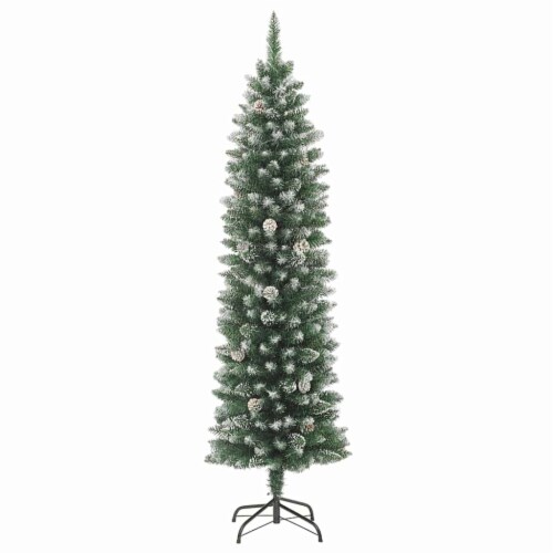 vidaXL Artificial Slim Christmas Tree with Stand 6 ft PVC Perspective: top