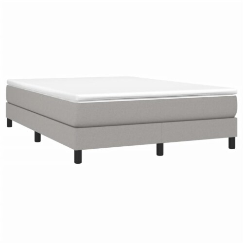 vidaXL Box Spring Bed Frame Light Gray 53.9 x74.8 Full Fabric Perspective: top