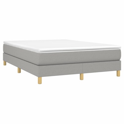vidaXL Box Spring Bed Frame Light Gray 53.9 x74.8  Full Fabric Perspective: top