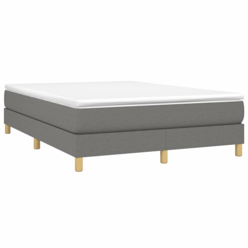vidaXL Box Spring Bed Frame Dark Gray 53.9 x74.8  Full Fabric Perspective: top