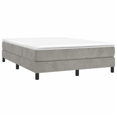 vidaXL Box Spring Bed Frame Light Gray 53.9 x74.8  Full Velvet Perspective: top