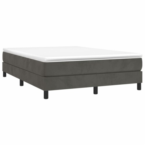 vidaXL Box Spring Bed Frame Dark Gray 53.9 x74.8  Full Velvet Perspective: top