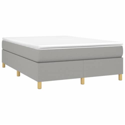 vidaXL Box Spring Bed Frame Light Gray 53.9 x74.8 Full Fabric Perspective: top