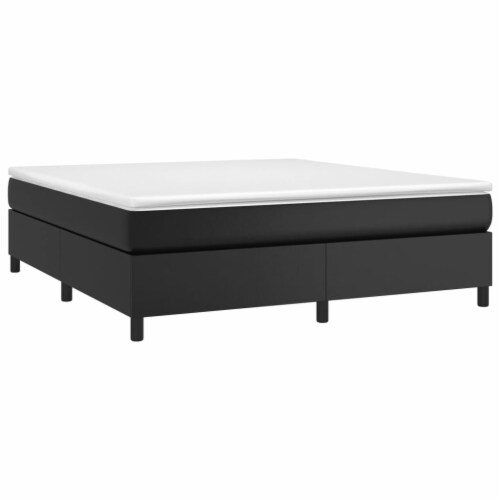 vidaXL Box Spring Bed Frame Black 72 x83.9 California King Faux Leather Perspective: top