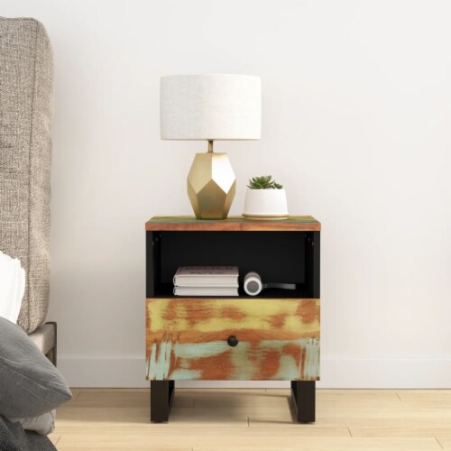 vidaXL Bedside Cabinets 2 pcs Solid Wood Reclaimed&Engineered Wood Perspective: top