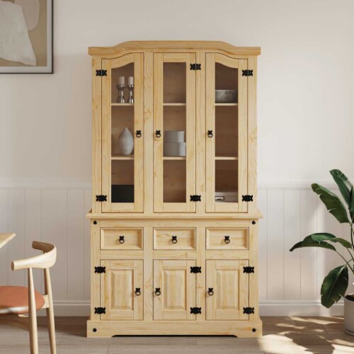 vidaXL Highboard, Solid Pine Wood, 44.1''x17''x77.2'', Natural Finish, 1 - Pay Less Super Markets vidaXL Highboard, Solid Pine Wood, 44.1''x17''x77.2'', Natural Finish, 1 - Pay Less Super Markets