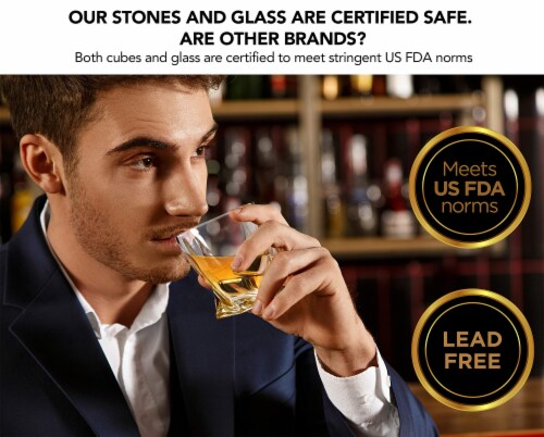 flybold Whiskey Set: Glasses, Stones, 8 Steel Cubes & Gift Packing Perspective: top