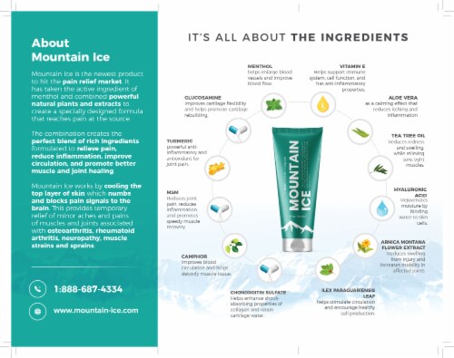 Mountain Ice Arthritis, Joint & Nerve Pain Relief Gel With Natural Ingredients, Tube Perspective: top
