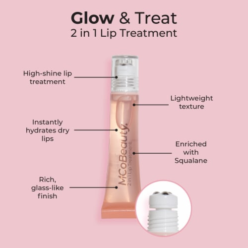 MCoBeauty Glow & Treat 2-in-1 Lip Oil Rich Glass-like Finish - Peach Perspective: top