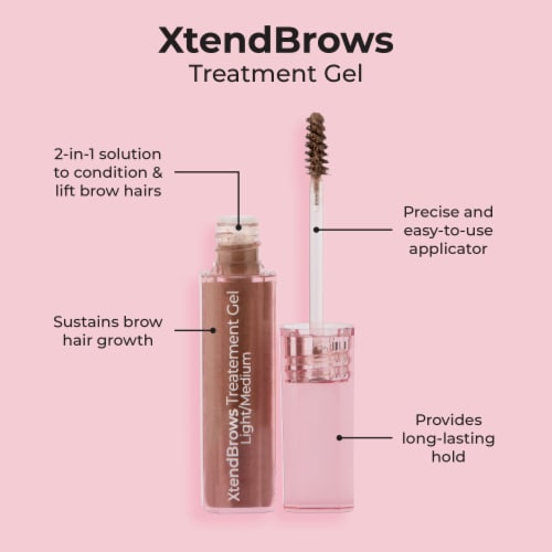 MCoBeauty XtendBrows Treatment Brow Gel 2-in-1 Solution to Condition and Lift - Light/Medium Perspective: top