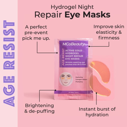 MCoBeauty Age Resist Night Repair Under Eye Mask With Active Gold Hydrogel For All Skin Types Perspective: top