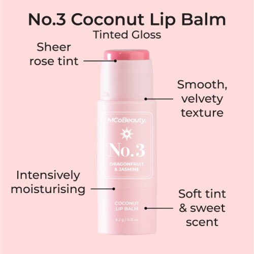 MCoBeauty® Coconut Lip Balm - No. 3 Dragofruit & Jasmine Perspective: top