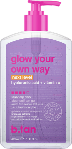 b.tan Glow Your Own Way Next Level Insanely Dark Clear Self Tan Gel Perspective: top
