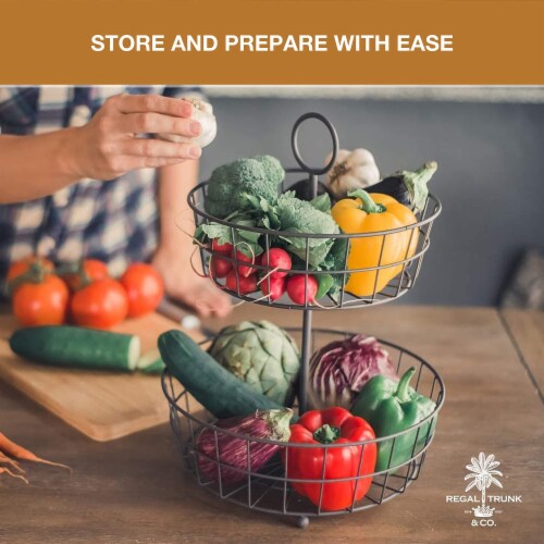 REGAL TRUNK  CO 2 Tier Basket Fruit Stand - Matt Brown Perspective: top