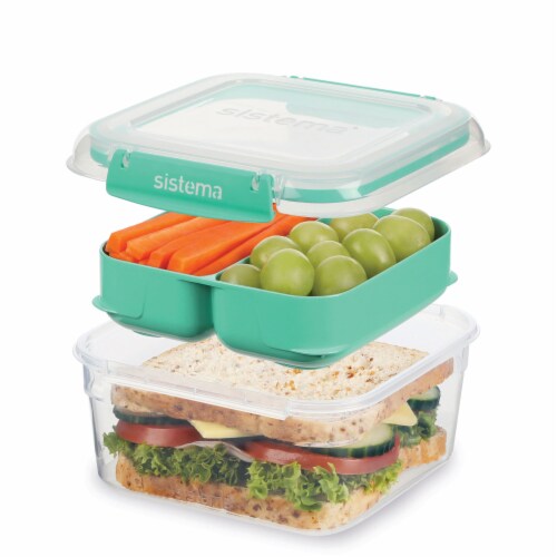 Sistema Lunch Stack Square To Go Food Storage Container, 4.9 cup/1.15 L Container Perspective: top