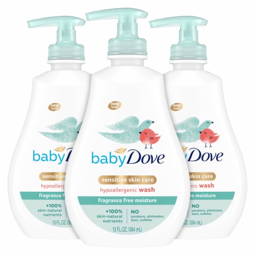 Baby Dove Sensitive Skin Care Hypoallergenic Fragrance Free Moisture Wash Pack Perspective: top