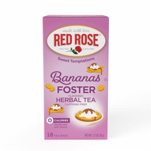 Red Rose Sweet Temptations Dessert Tea Bananas Foster, 18 Count Black Tea Pack of 6 Perspective: top