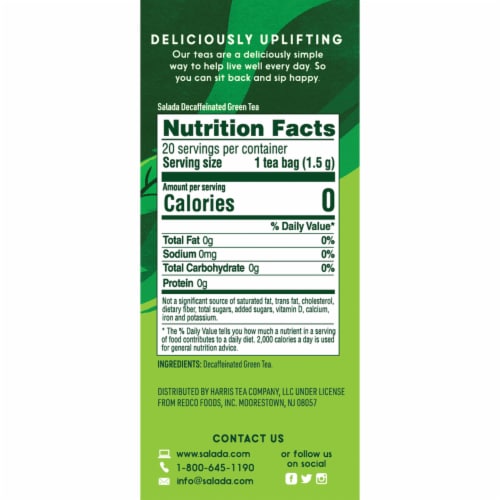 Salada Decaffeinated Pure Green Tea 20ct - 6 pack Perspective: top
