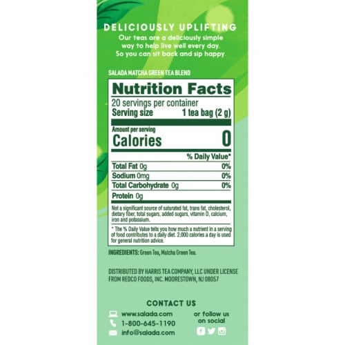 Salada Pure Green Matcha Green Tea Blend 20ct - 6 pack Perspective: top