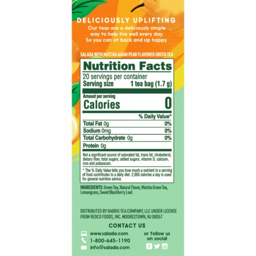 Salada Asian Pear Matcha Green Tea 20ct - 6 pack Perspective: top