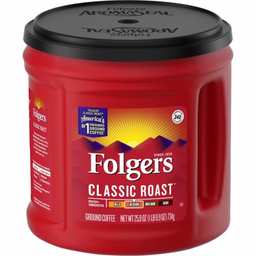 Folgers Coffee Classic Roast Ground 30.5 oz Canister 6/Carton 20421CT Perspective: top