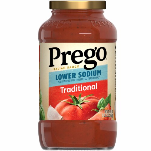 Prego Traditional Lower Sodium Pasta Sauce Case Sale Perspective: top