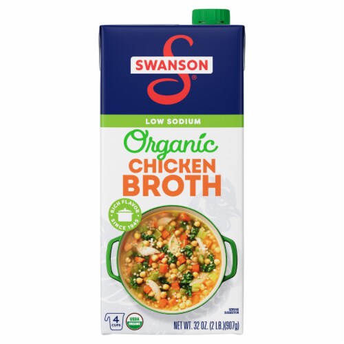 Swanson® 100% Natural Low Sodium Organic Chicken Broth Perspective: top