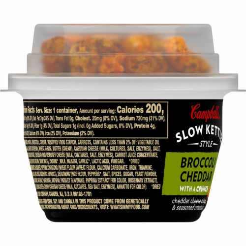 Campbell's Slow Kettle Style Broccoli Cheddar with a Crunch Soup Perspective: top