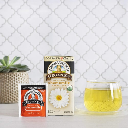Newman's Own Organics Chamomile Tea with 20 Individually Wrapped Tea Bags Per Box 6 Pack Perspective: top