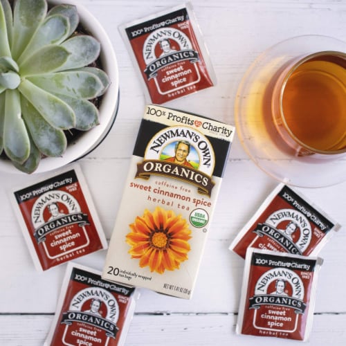 Newman's Own Organic Sweet Cinamon Spice Herbal Tea with 20 Tea Bags Per Box (Pack of 6) Perspective: top
