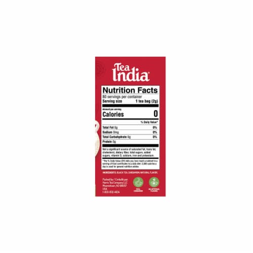 Tea India Premium Red Box Cardamom Chai Tea with 80 Round Teabags Pack of 12 Perspective: top
