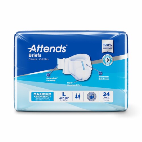 Attends Adult Incontinence Brief L Heavy Absorbency Contoured, DDA30, Heavy to Severe, 72 Ct Perspective: top