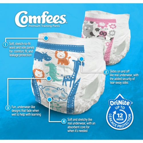 Comfees Toddler Toddler Training Pants Size 3T to 4T 32 to 40 lbs. CMF-B3, 138 Ct Perspective: top