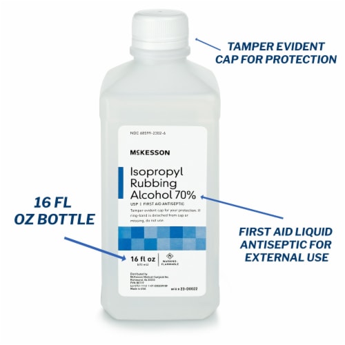 McKesson Antiseptic Isopropyl Alcohol 16 oz. Bottle Topical Liquid 70% Strength , 1 Ct Perspective: top