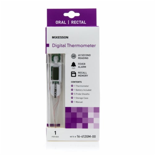 McKesson Oral & Rectal Digital Thermometer Stick Digital Display 16-412GM-00 1 Each Perspective: top