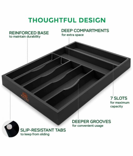 Royal Craft Wood Basic Silverware Drawer Organizer, Black Perspective: top