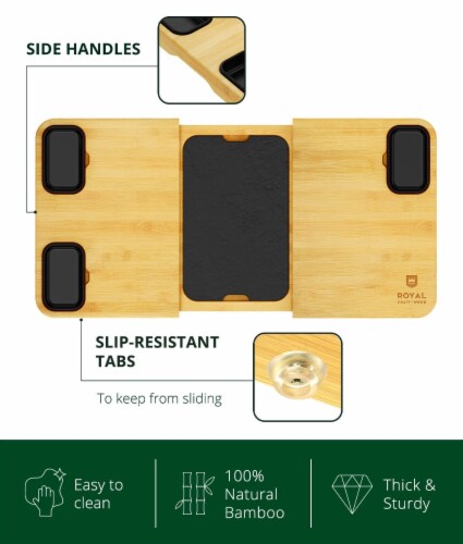 Royal Craft Wood Cracker and Cheese Tray with Slate Plate Perspective: top
