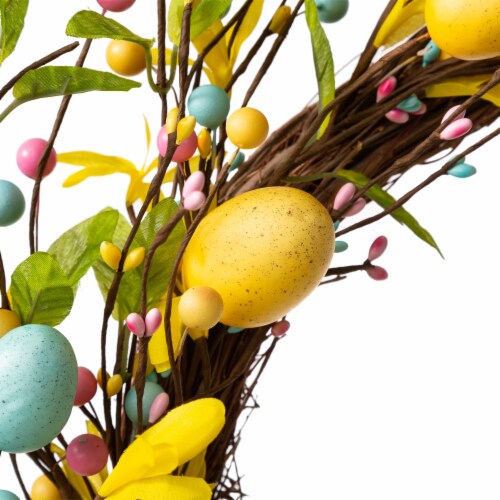 Glitzhome 22 D Easter Egg Wreath Hanging Decor Perspective: top