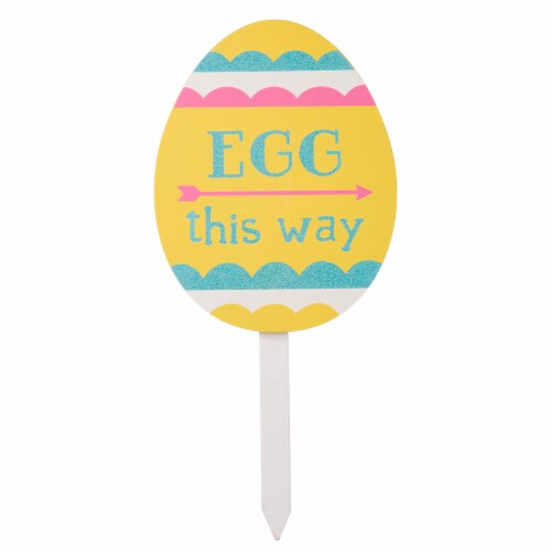 Glitzhome Set of 3 15 H Wooden Easter Egg Yard Stake Perspective: top