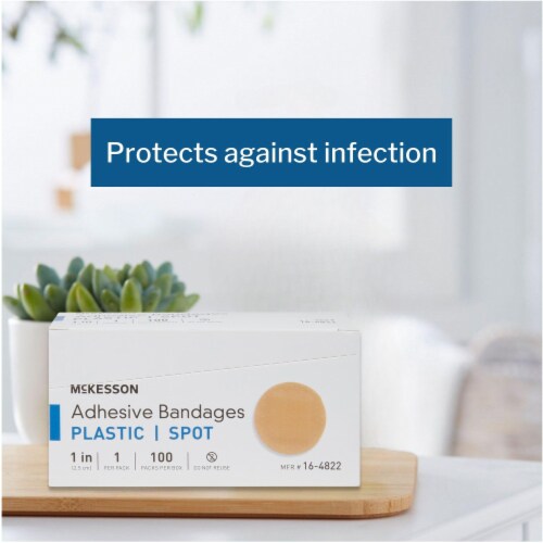 McKesson Tan Plastic Adhesive Spot Bandage Sterile 1 2400 per Case Perspective: top