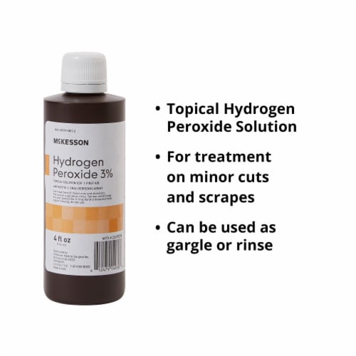 McKesson Antiseptic Hydrogen Peroxide 4 oz. Bottle Topical Liquid 3% Strength , 24 Ct Perspective: top