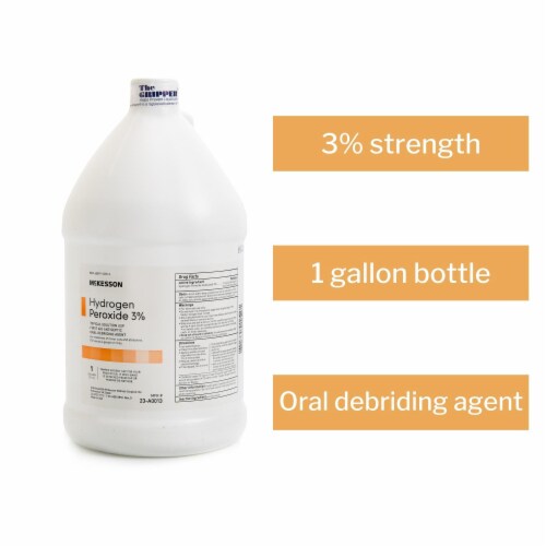McKesson Antiseptic Hydrogen Peroxide 1 gal. Bottle Topical Liquid 3% Strength , 4 Ct Perspective: top