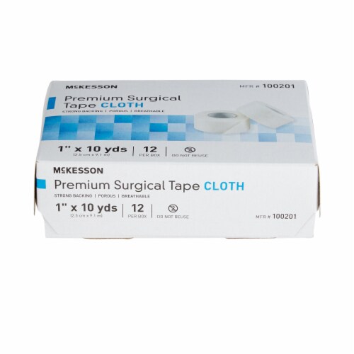 McKesson White Silk-Like Cloth Medical Tape 1  x 10 Yd 10 Boxes, 12 Rolls/Box Perspective: top