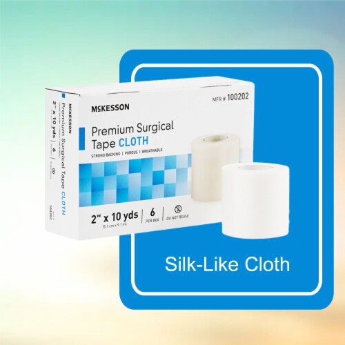McKesson White Silk-Like Cloth Medical Tape 2 x 10 Yd 10 Boxes, 6 Rolls/Box 100202 Perspective: top