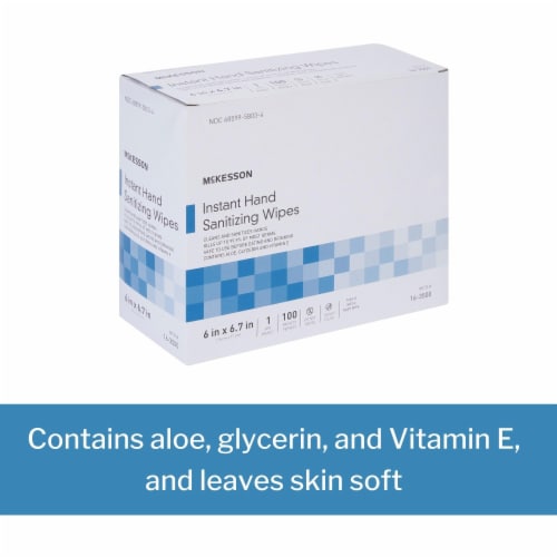McKesson Ethyl Alcohol Alcohol Hand Sanitizing Wipe Individual Packet 100 Wipes 10 Packs Perspective: top