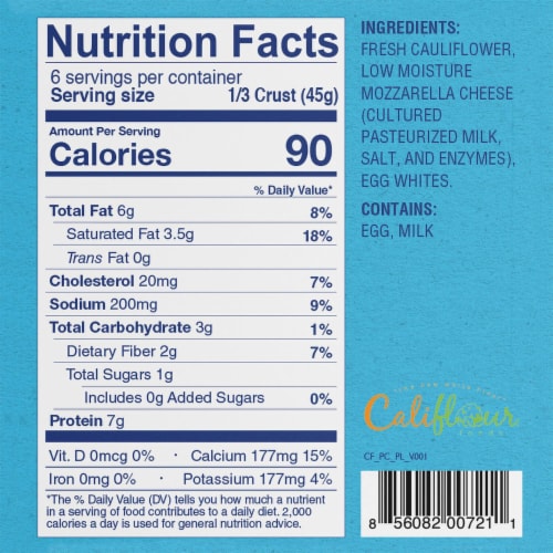 Cali'flour Foods Tradtional Plain Pizza Crust Perspective: top